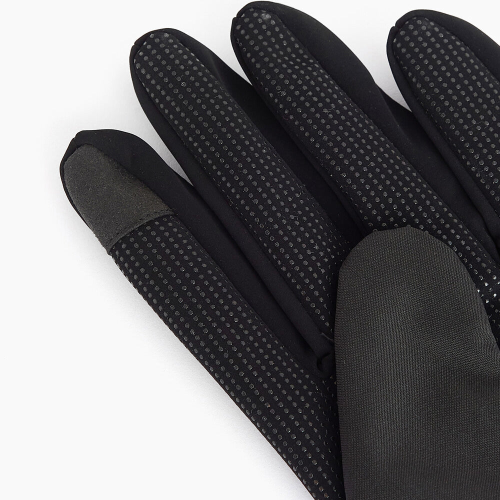 Barbour OVERDALE WATERPROOF GLOVE Mens Black detail view showing touch screen compatible and non-slip palm.
