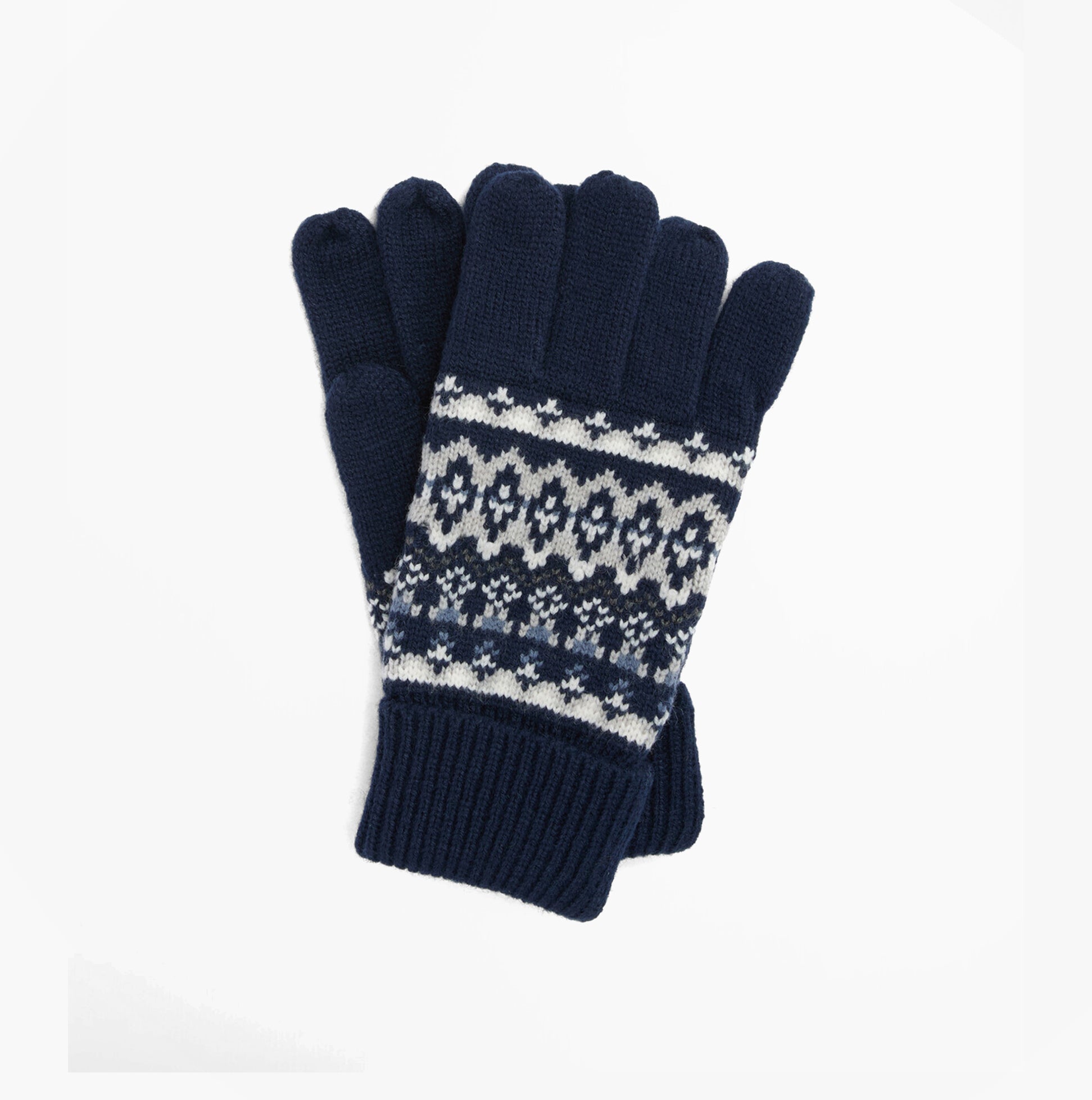 Barbour Barbour MARLOW FAIR ISLE KNITTED Mens Gloves Navy