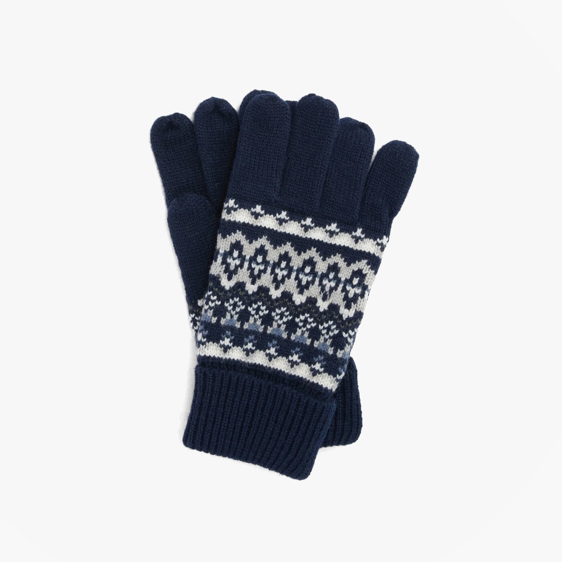 Barbour Barbour MARLOW FAIR ISLE KNITTED Mens Gloves Navy