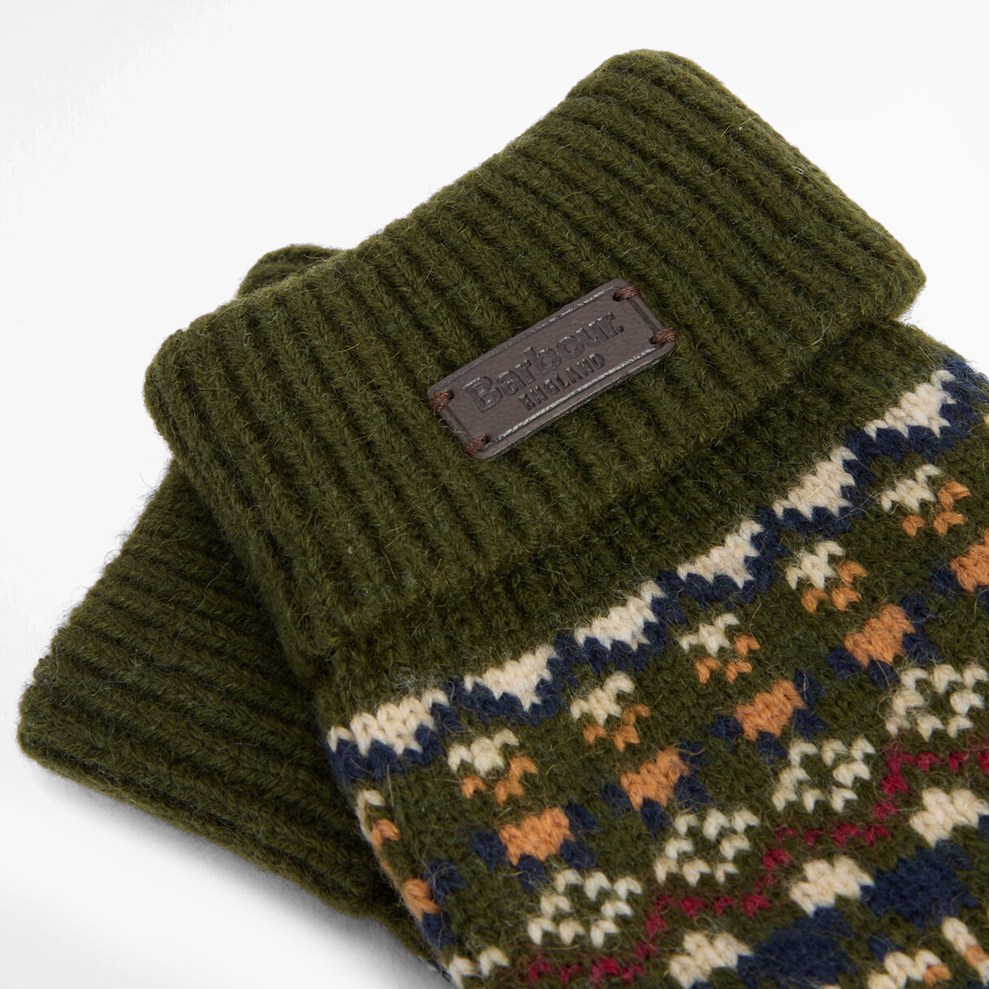 Barbour Barbour MARLOW FAIR ISLE KNITTED Mens Gloves Olive