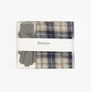 Barbour TARTAN SCARF AND GLOVE Mens Gift Set Grey Midnight
