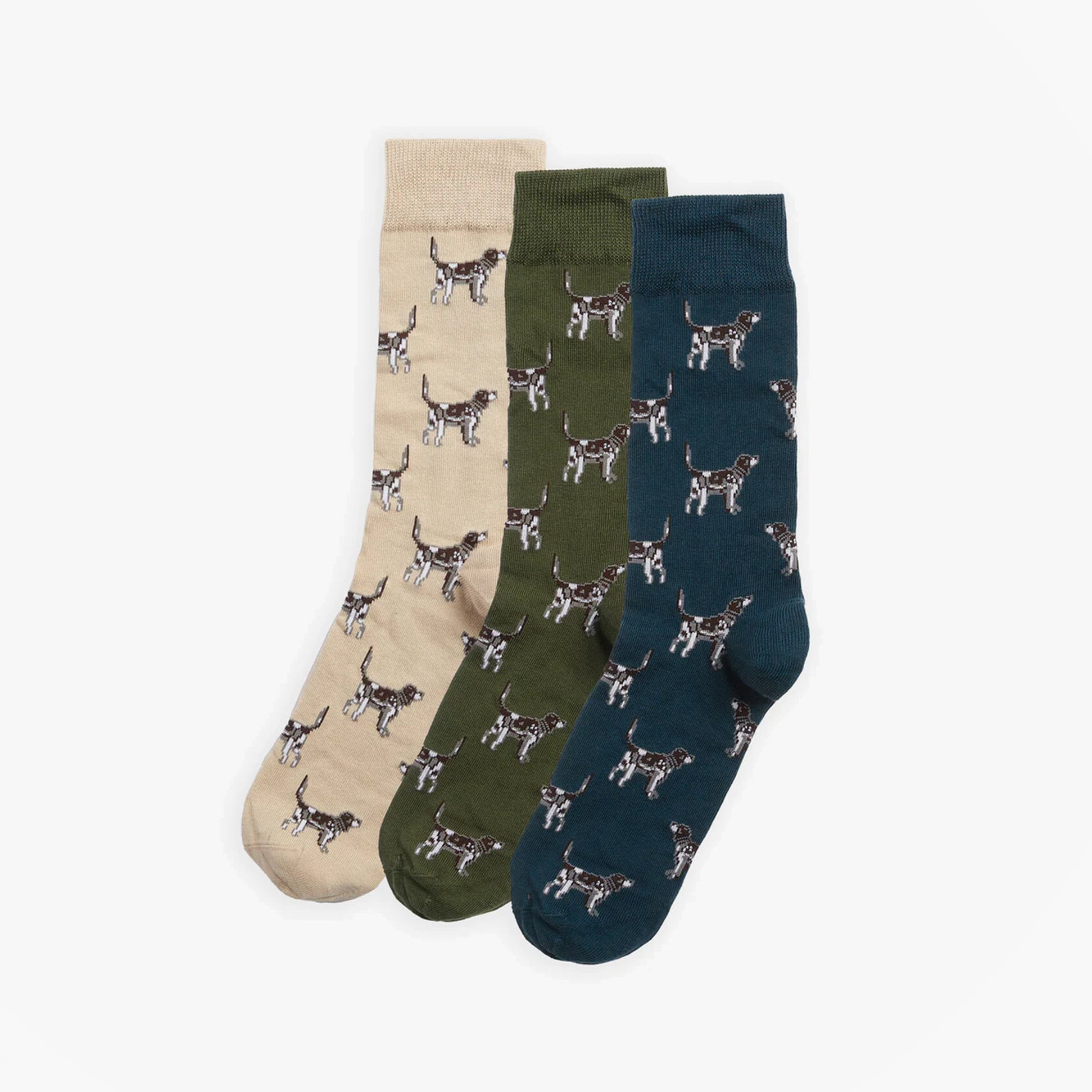 Barbour POINTER DOG SOCKS Mens Gift Box Forest Mist