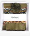 Barbour FAIRISLE BEANIE & SCARF Mens Gift Set Olive