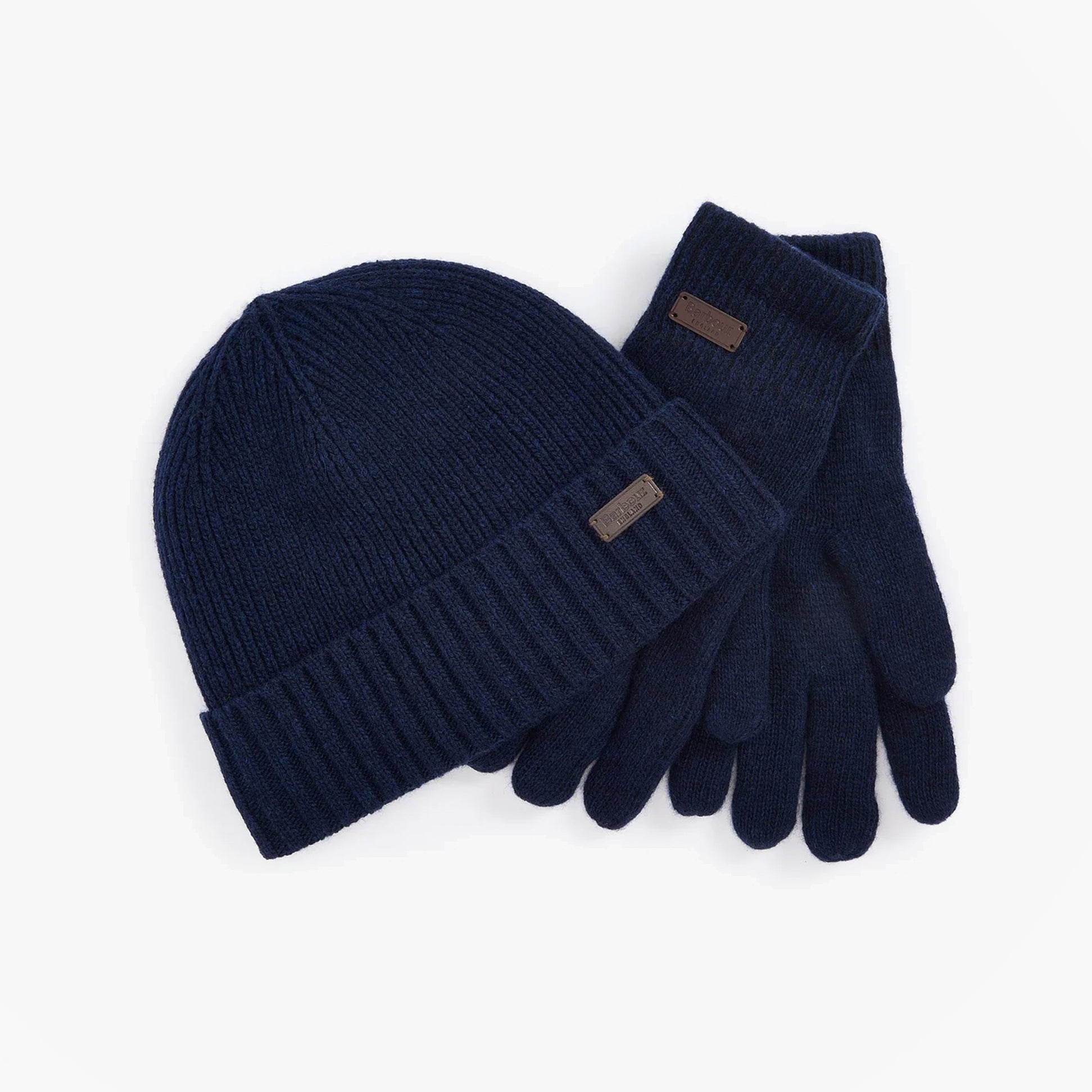 Barbour CARLTON BEANIE & GLOVES Gift Set Mens Navy