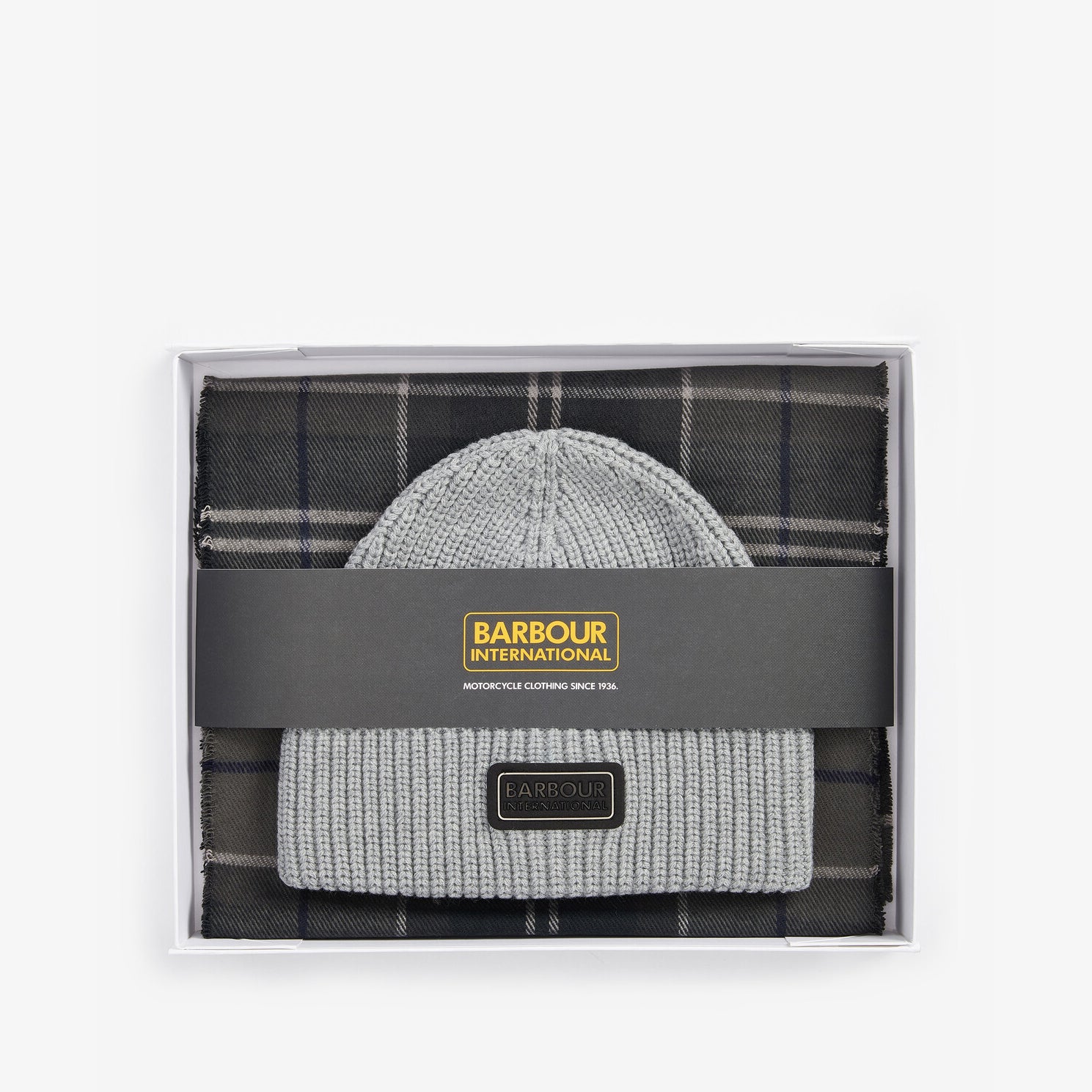 Barbour SWEEPER BEANIE & SCARF Gift Set Mens Grey