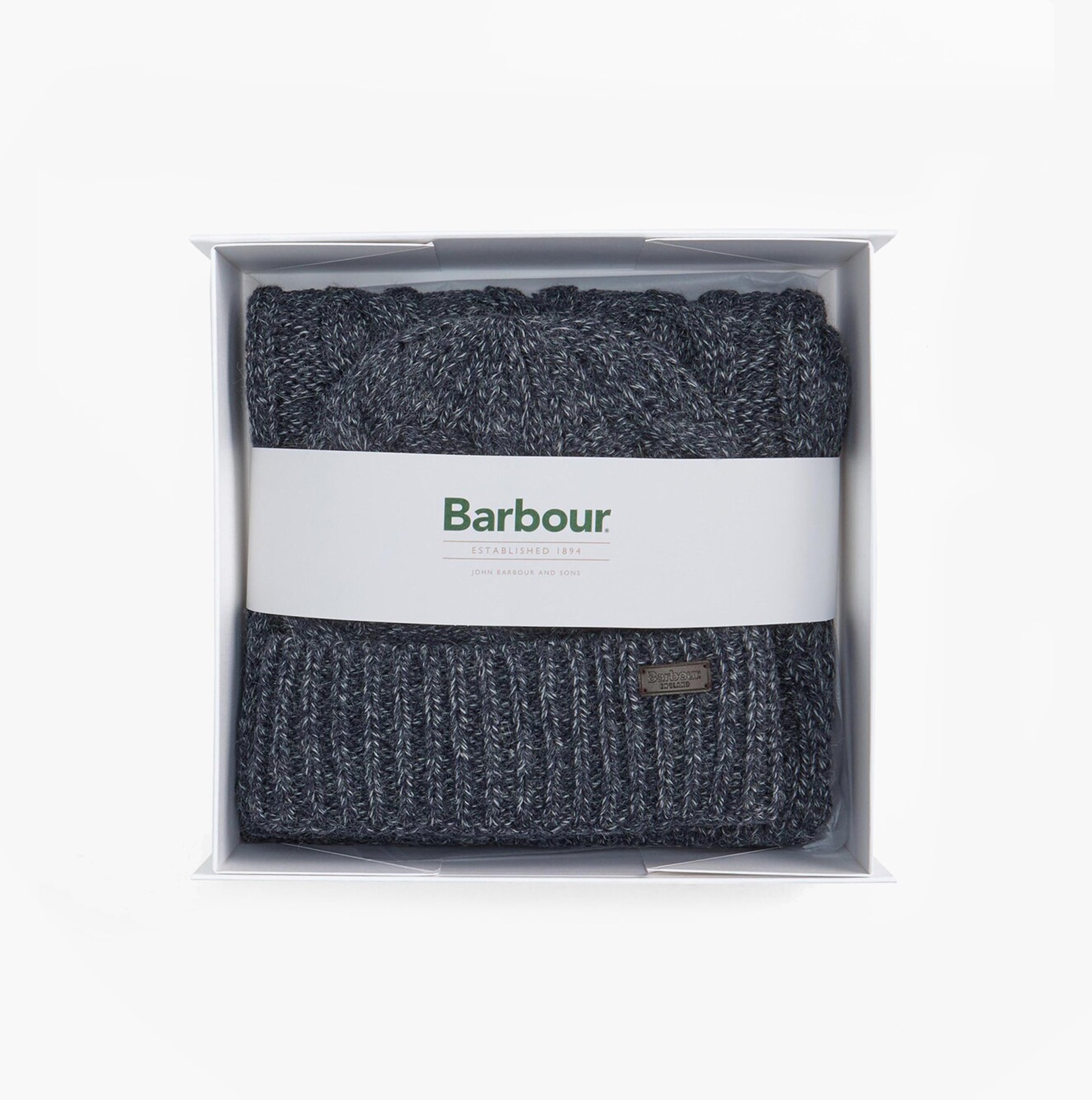 Barbour JESMOND BEANIE AND SCARF Gift Set Mens Beanie Navy