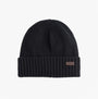Barbour CARLTON Mens Beanie Black top view showing knitted design and brand logo