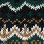 Barbour CASE FAIRISLE Mens Bobble Beanie Green Loch detail view of the Fairisle design featuring vibrant colors.