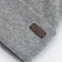 Barbour HEALEY Mens Beanie Light Grey Marl detail view showing fabric texture and brand label