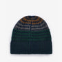 Barbour HARRAY Mens Beanie Green Loch top view showcasing patterned design and turnback hem.