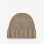 Barbour CHESTER Mens Beanie Brindle top view showcasing rib-knit design and turnup hem.