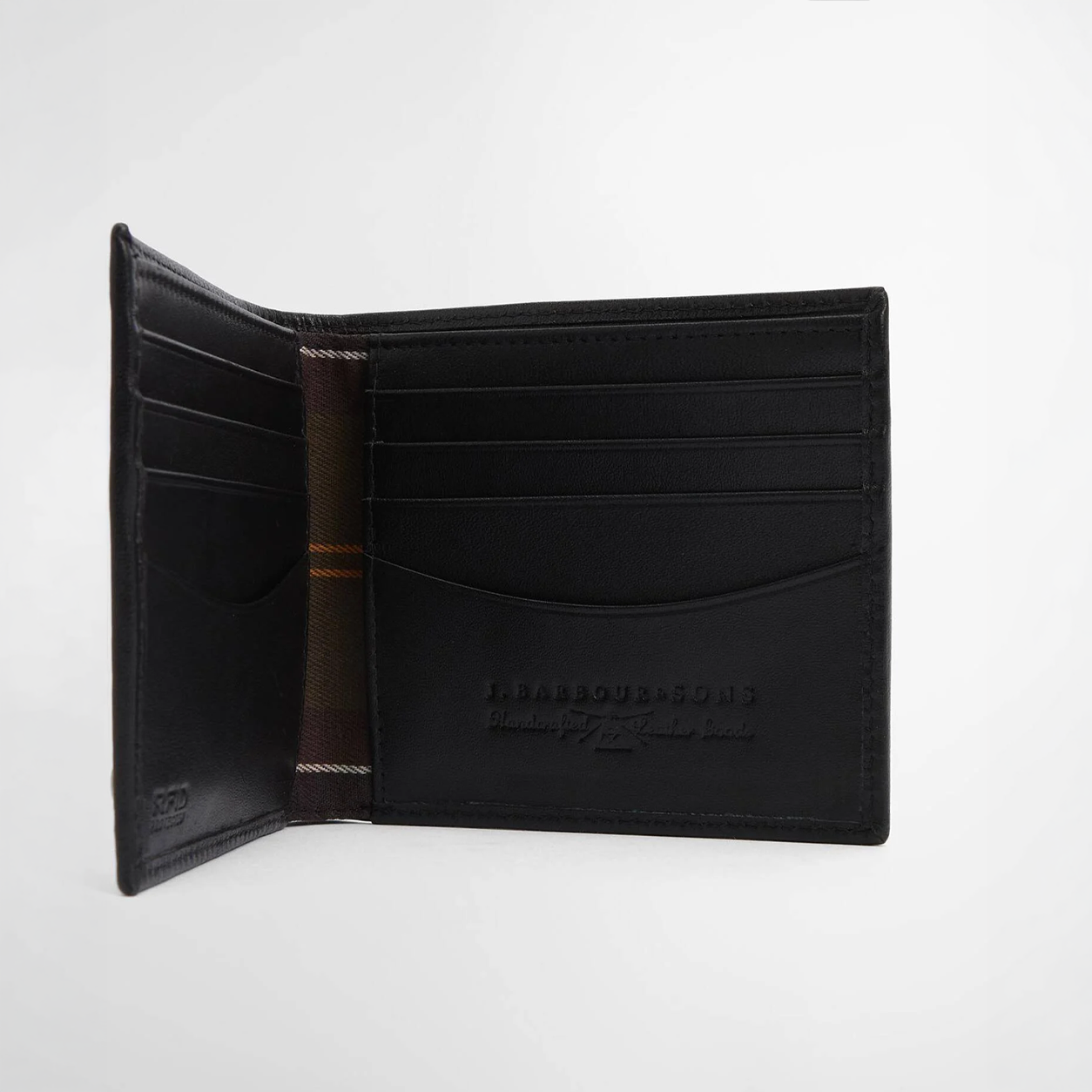 Barbour BRUNTON LEATHER Mens Wallet Black Deboss Tartan