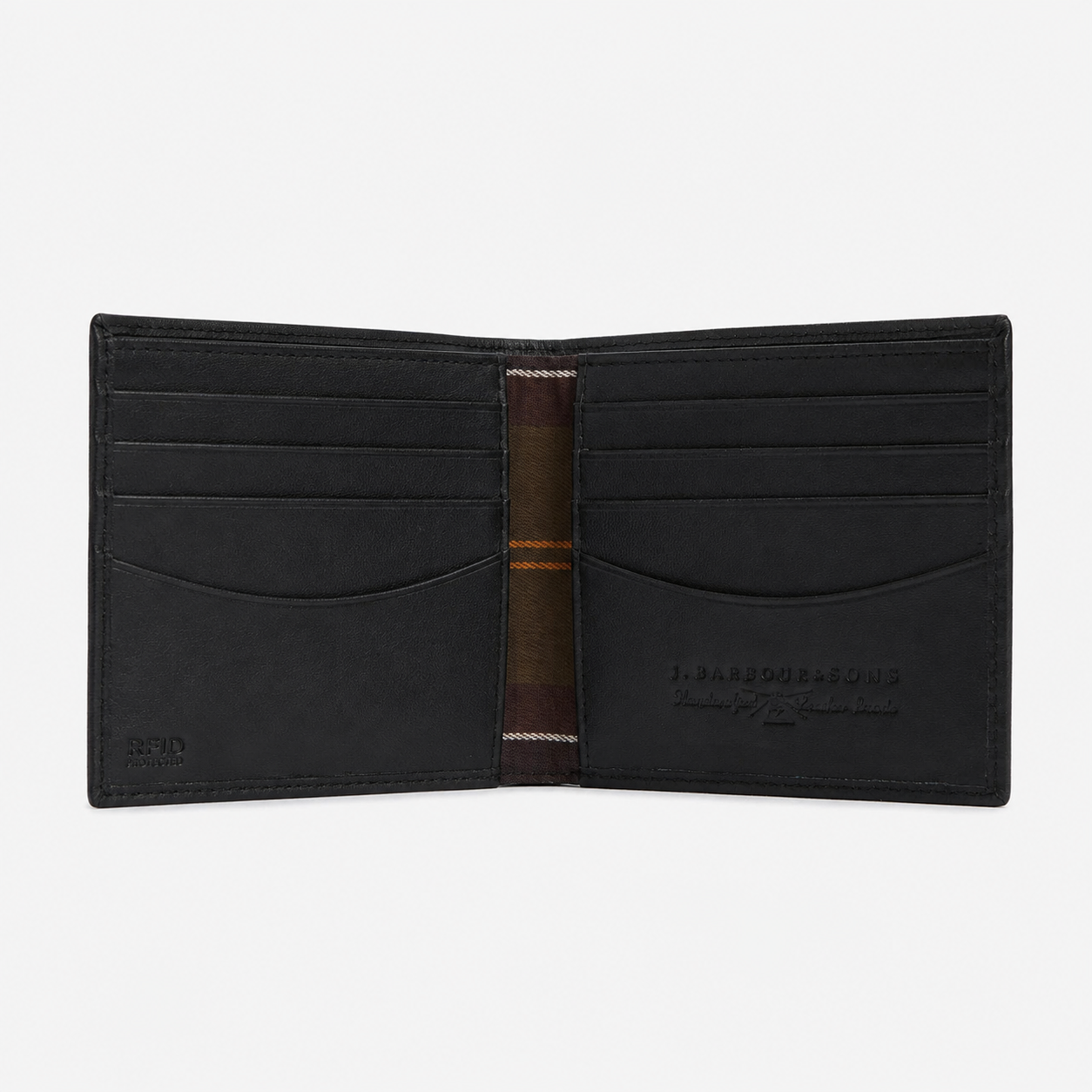 Barbour BRUNTON LEATHER Mens Wallet Black Deboss Tartan
