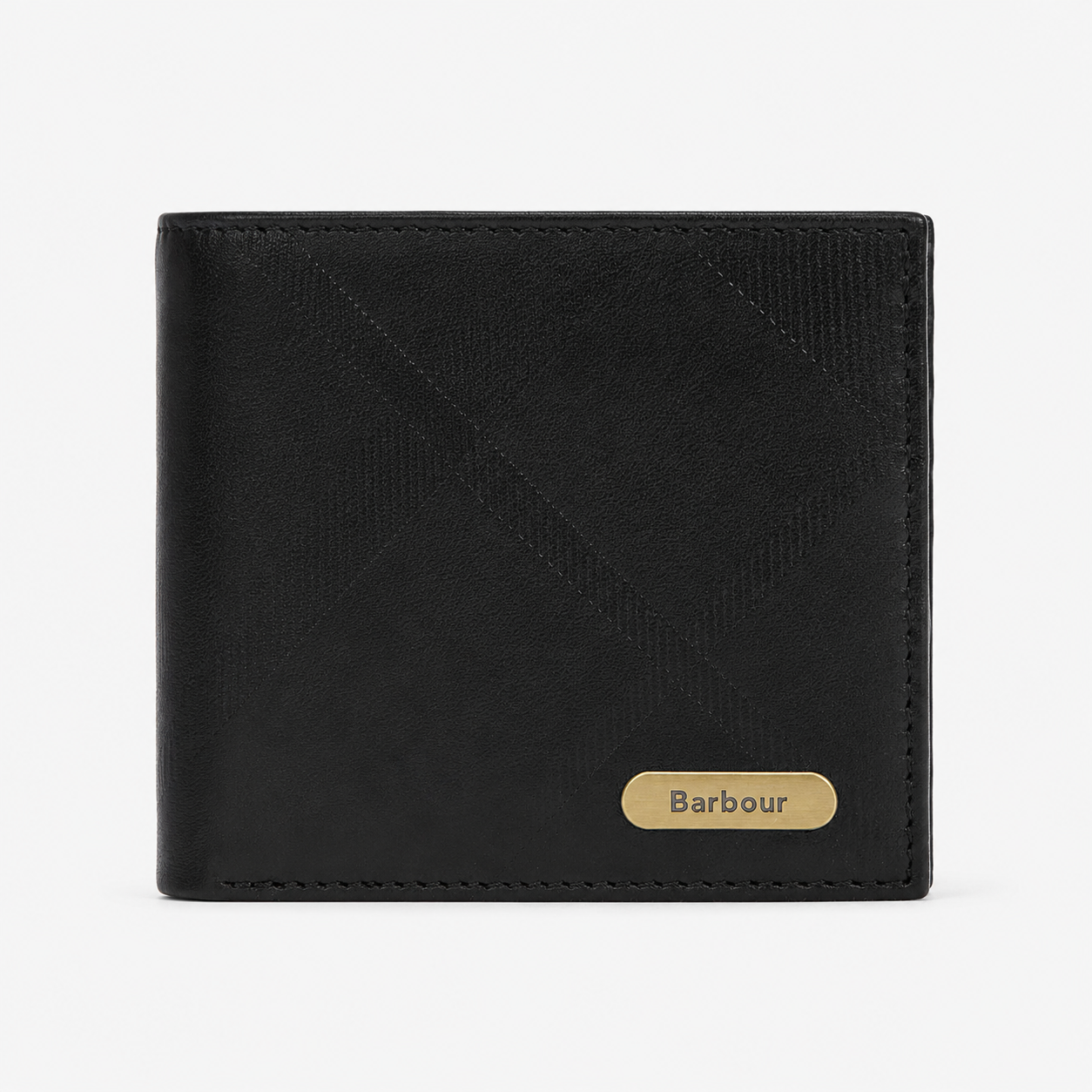 Barbour BRUNTON LEATHER Mens Wallet Black Deboss Tartan