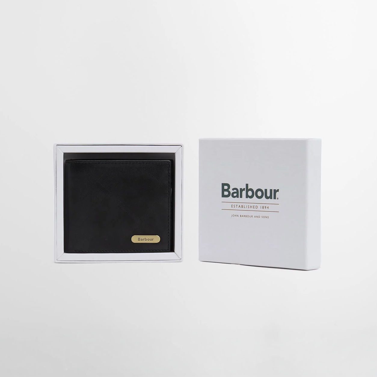 Barbour BRUNTON LEATHER Mens Wallet Black Deboss Tartan