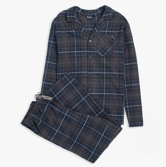 Barbour LAITH Mens Pyjama Set Black Slate Tartan