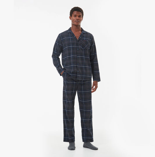 Barbour LAITH Mens Pyjama Set Black Slate Tartan
