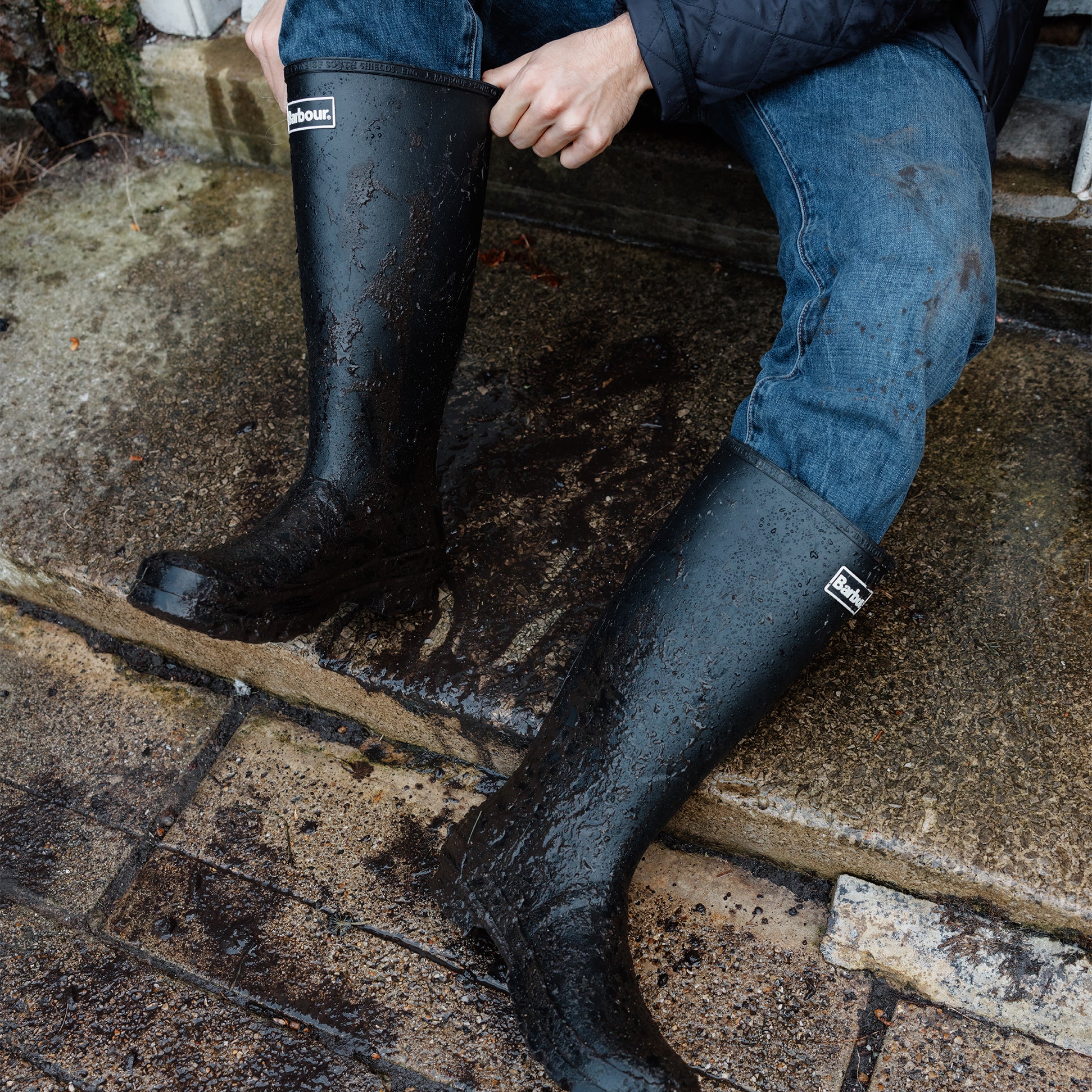 Barbour BEDE Mens Tall Wellington Boots Black