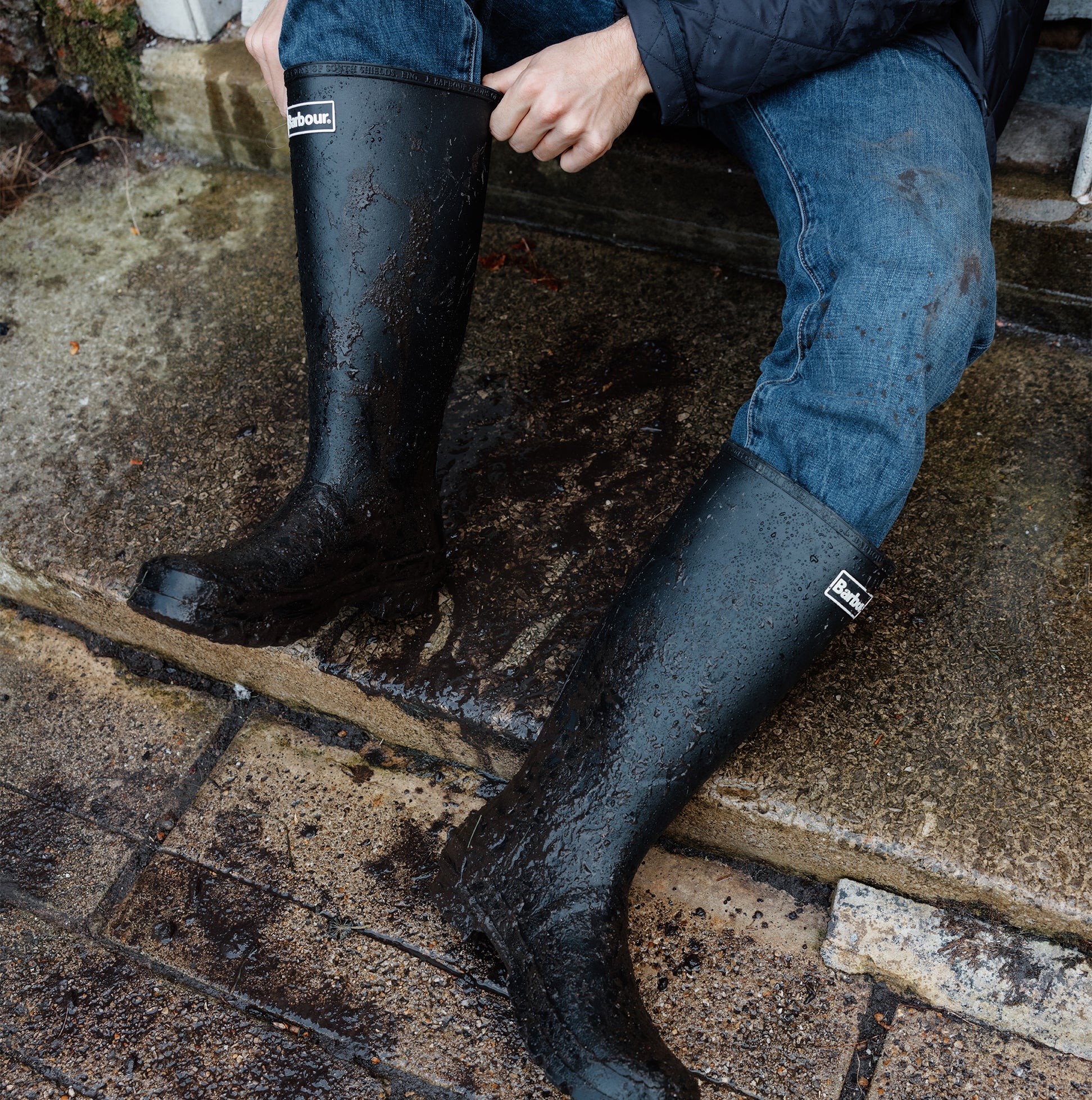 Barbour BEDE Mens Tall Wellington Boots Black