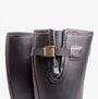 Barbour TEMPEST Mens Wellington Boots Black detail view showing upper rubber material and buckle closure.