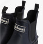 Barbour NIMBUS Mens Chelsea Wellies Navy detail view showcasing elasticated side panels and brand logo.