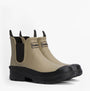 Barbour NIMBUS Mens Chelsea Wellies Washed Stone side view showing stylish rubber ankle boots with block heel.