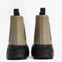 Barbour NIMBUS Mens Chelsea Wellies Washed Stone back view, showcasing the rubber ankle design and block heel.