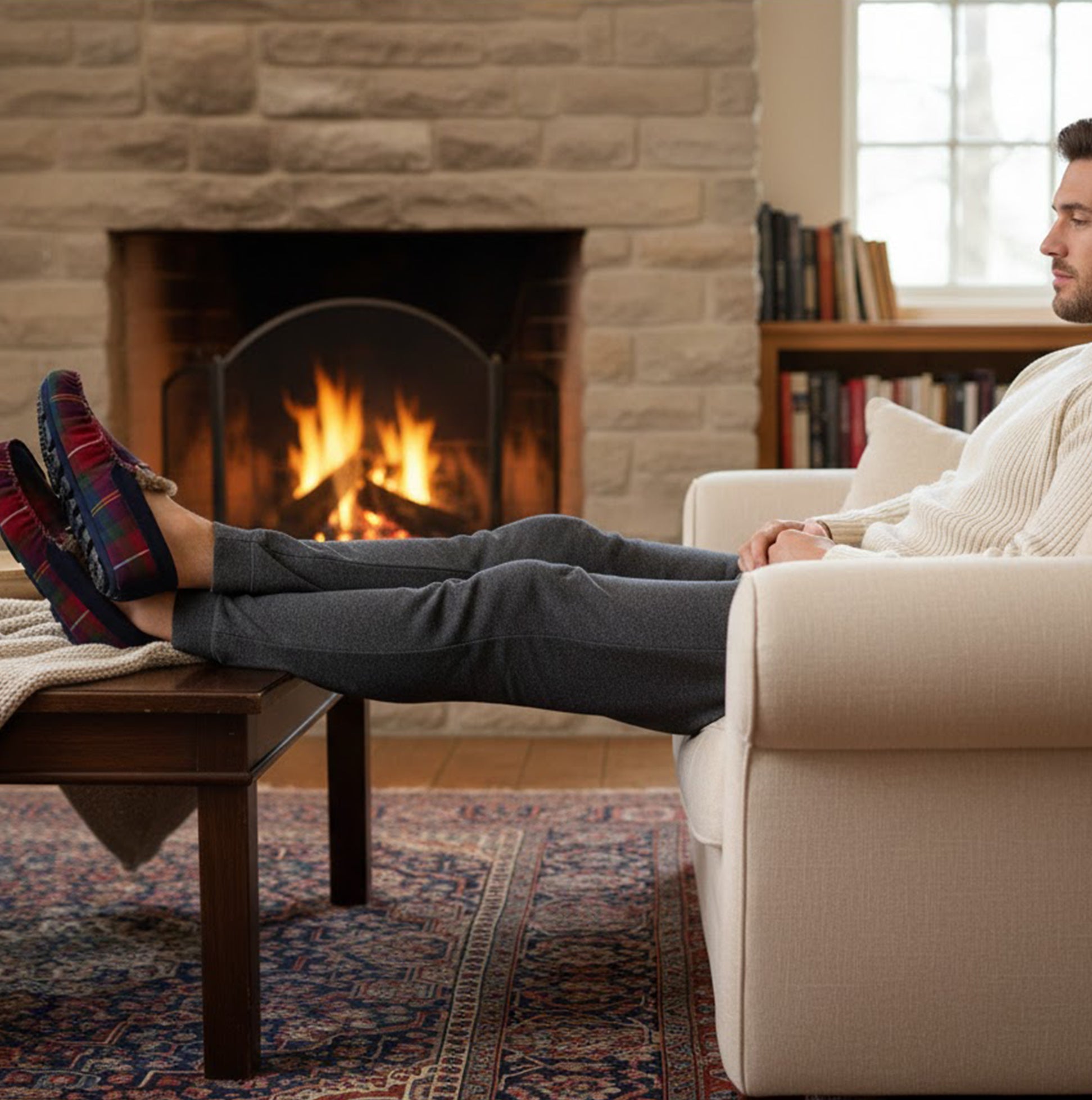 Barbour MONTY Mens Moccasin Slippers Winterberry Tartan