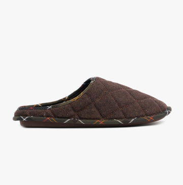 Barbour SWINBURNE Mens Wool Mule Slippers Brown