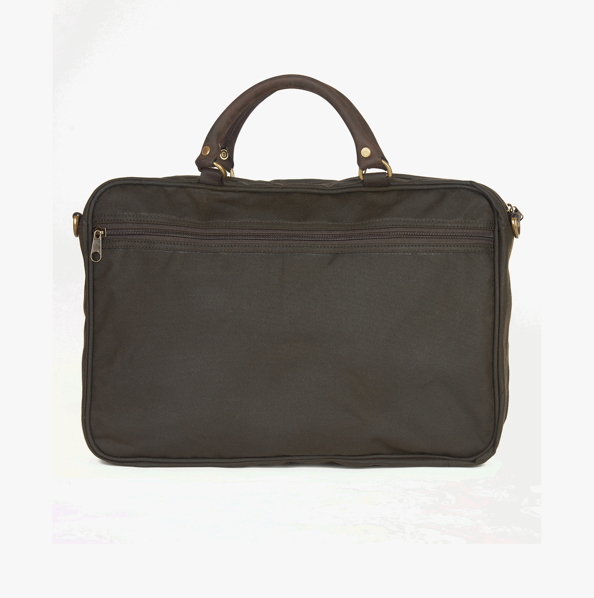 Barbour WAX LEATHER Unisex Adults Laptop Bag Olive