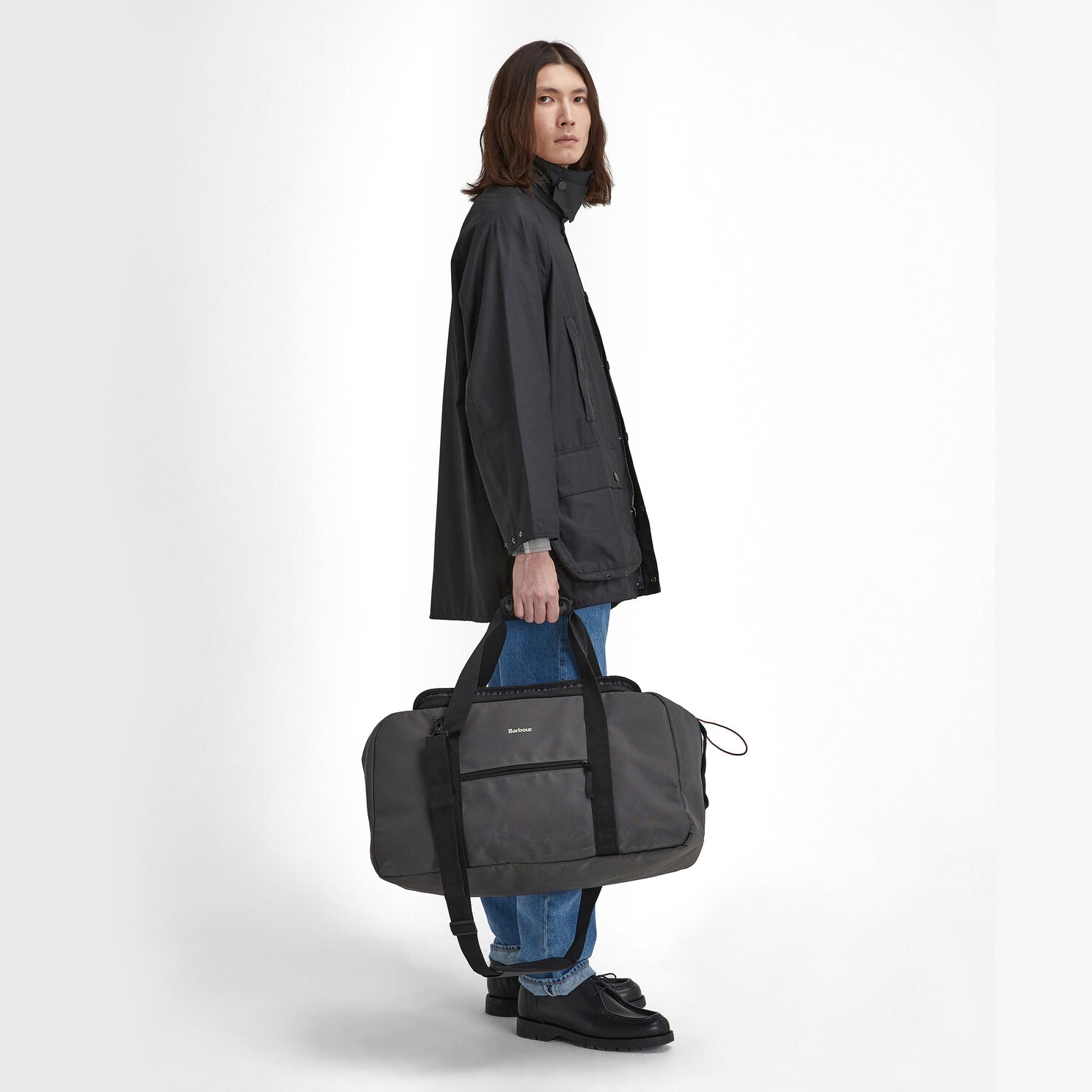 Barbour ARWIN CANVAS Unisex Adults Duffle Bag Charcoal/Ginger