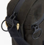 Barbour FIELD WAX Mens Crossbody Bag Olive/Black detail view showing zip closure and strap details