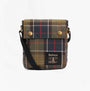 Barbour TORRIDON TARTAN Mens Flight Bag Classic Tartan front view with button closure and shoulder strap.