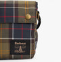 Barbour TORRIDON TARTAN Mens Flight Bag Classic Tartan side view showcasing the button closure and distinctive tartan pattern.