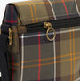 Barbour TORRIDON TARTAN Mens Flight Bag Classic Tartan detail view showing zipper and fabric pattern.