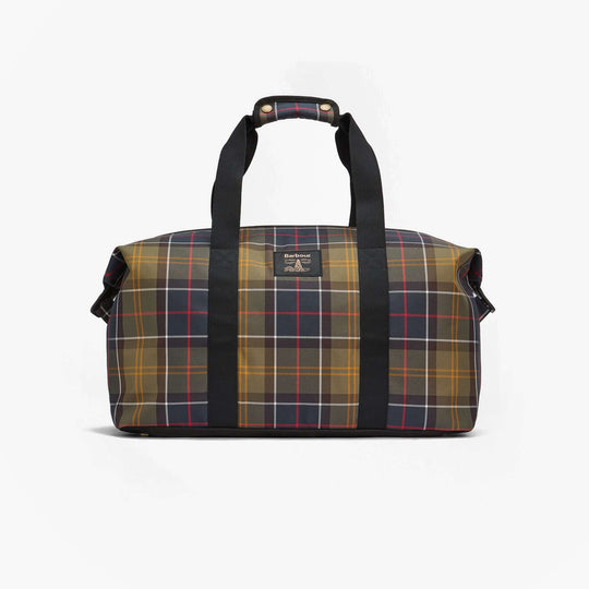 Barbour TORRIDON TARTAN Carry All Bag Classic Tartan front view with zip closure and black handles.
