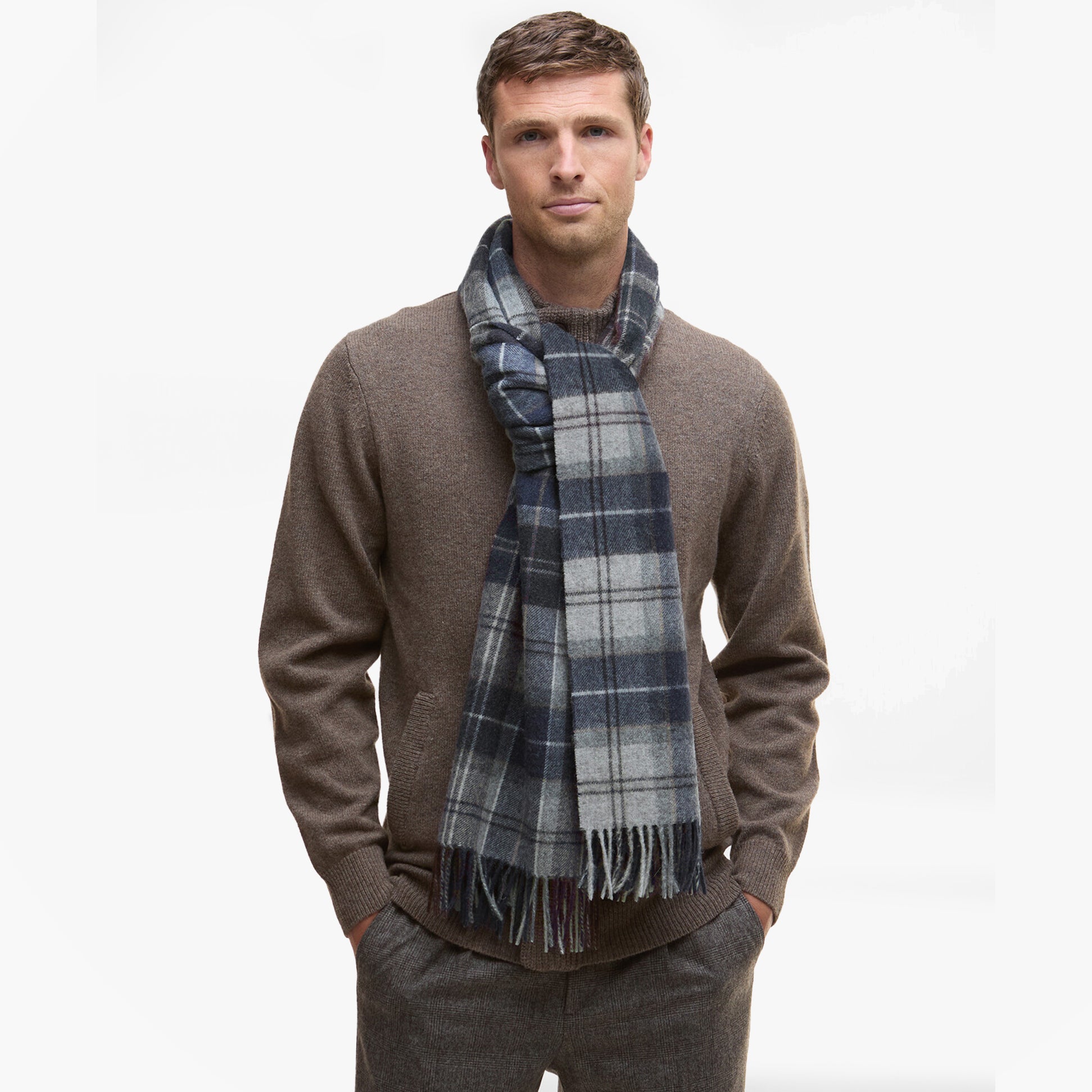 Barbour Barbour WOOL CASHMERE TARTAN Mens Winter Grey Midnight