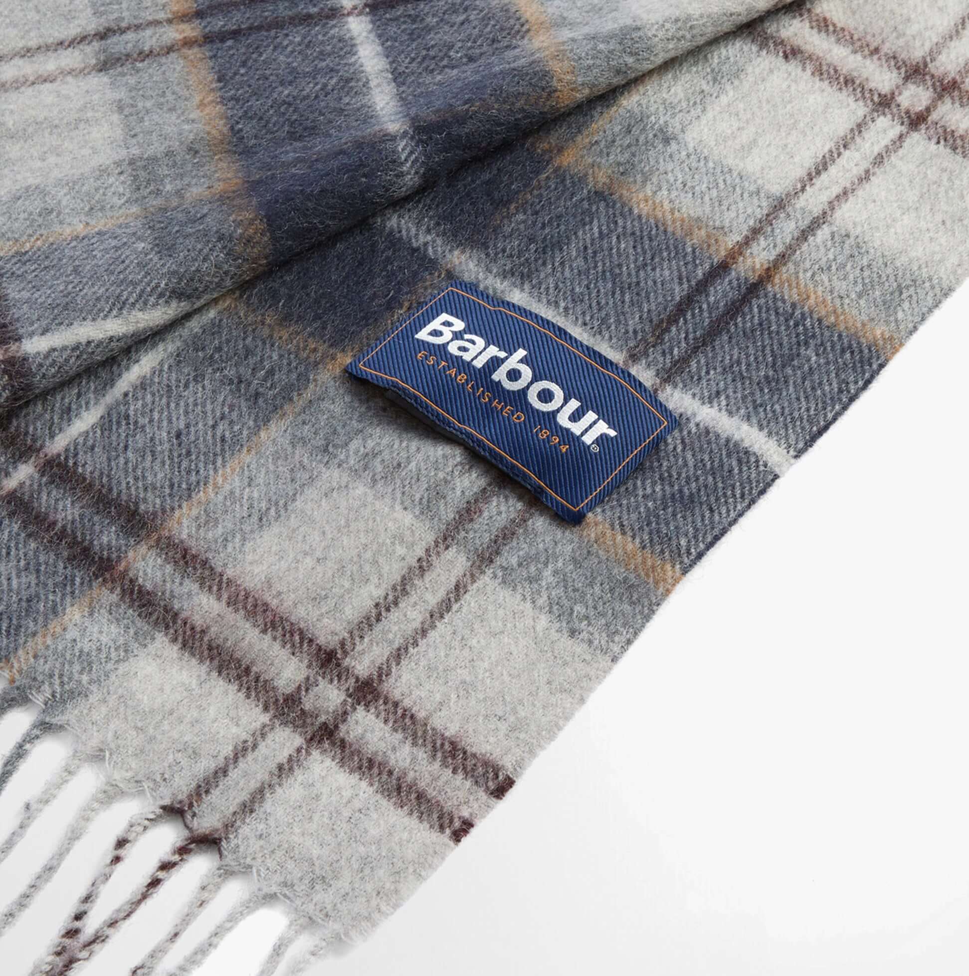Barbour WOOL CASHMERE TARTAN Mens Winter Grey Midnight
