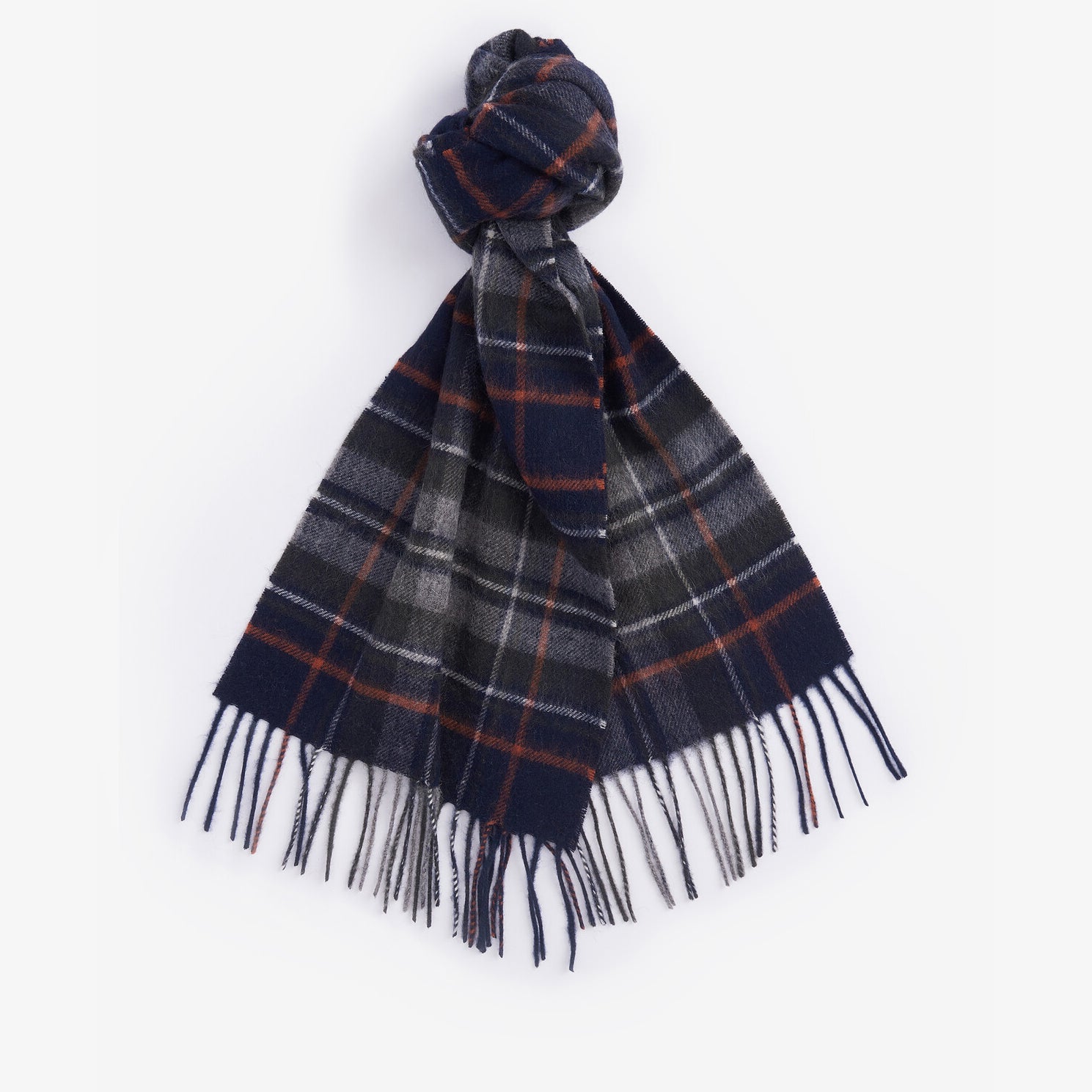 Barbour NEW CHECK Unisex Adults Tartan Scarf Navy/Dark Ginger