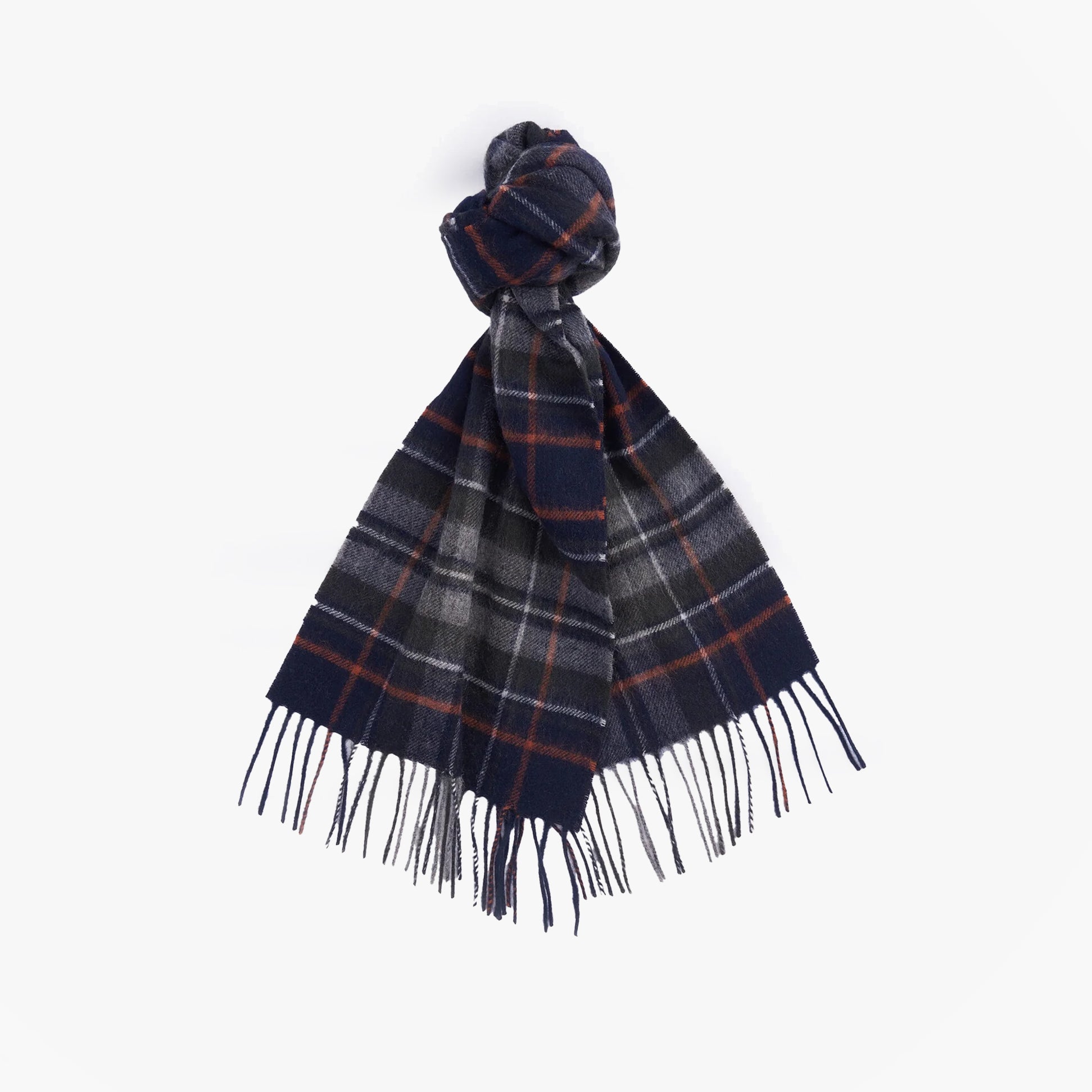 Barbour NEW CHECK Unisex Adults Tartan Scarf Navy/Dark Ginger
