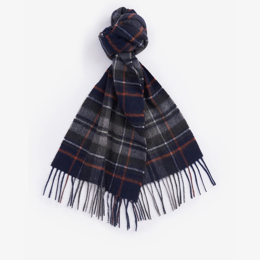 Barbour NEW CHECK Unisex Adults Tartan Scarf Navy/Dark Ginger