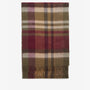 Barbour FIELD REVERSIBLE Scarf Unisex Adults Army Green front view showcasing check design and fringing details.
