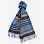 Barbour FIELD REVERSIBLE Scarf Unisex Adults Navy front view showcasing check design and wool material.