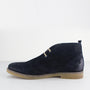 Base London PERRY Mens Burnished Suede Desert Boots Navy side view showing suede upper and lace-up closure.