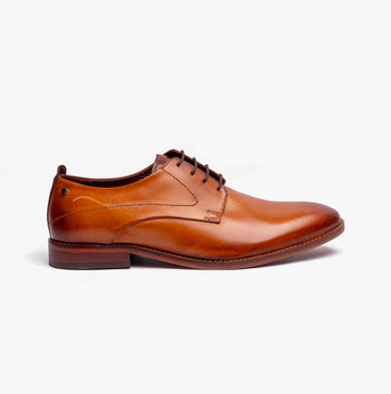 Base London SCRIPT Mens Leather Derby Shoes Tan