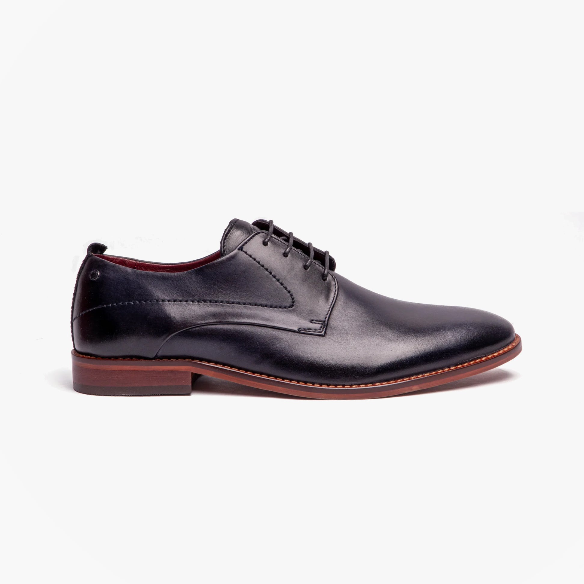 Base London SCRIPT Mens Leather Derby Shoes Navy