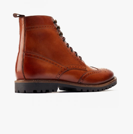 Base London BOONE Mens Leather Oxford Brogue Boots Tan