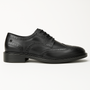 Base London BRYCE Mens Leather Brogue Shoes Black side view showcasing leather upper and lace-up design.