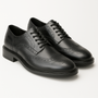 Base London BRYCE Mens Leather Brogue Shoes Black, side view showcasing detailed brogue design and lace-up closure.