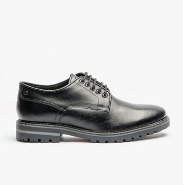 Base London HALSEY WAXY Mens Formal Lace Up Shoes Black